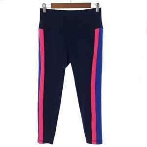 Reebok Performance Sport Striped 7/8 Navy Athletic Speedwick Leggings Size M